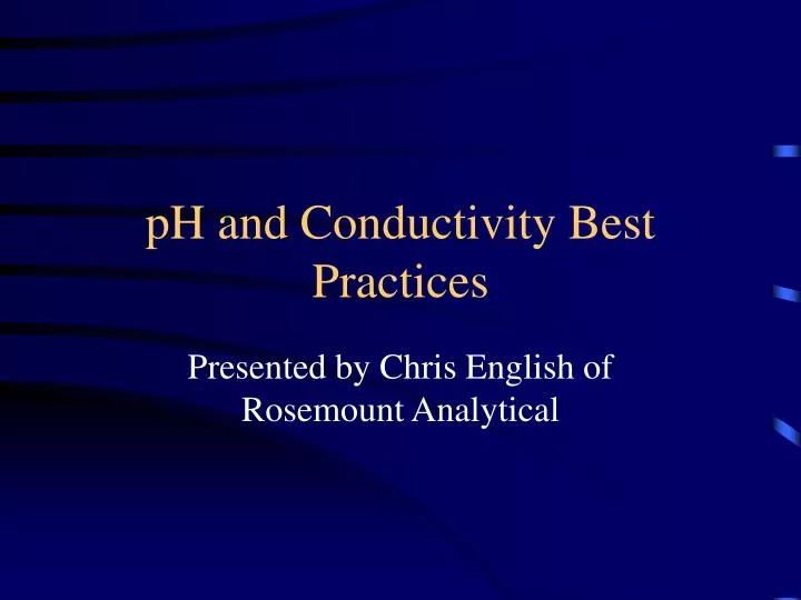 ph and conductivity best practices