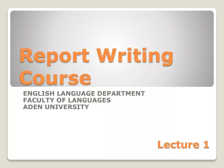 report writing course