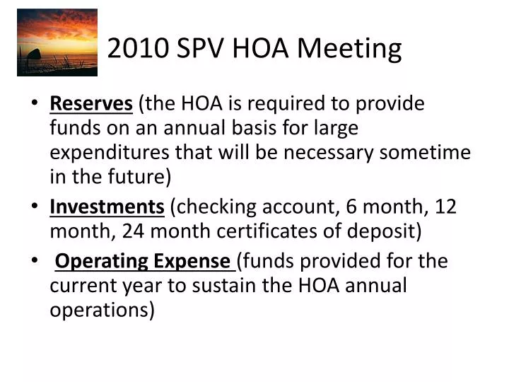 2010 spv hoa meeting