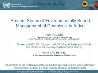 Present Status of Environmentally Sound Management of Chemicals in Africa