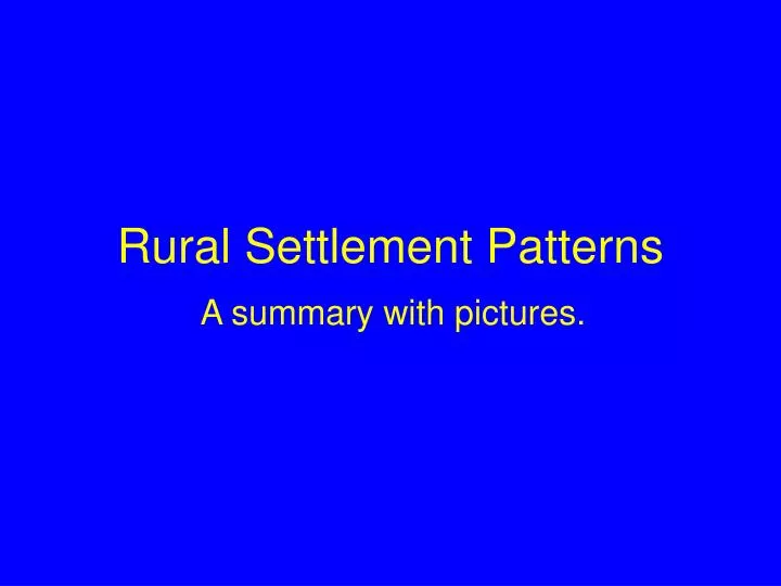 rural settlement patterns