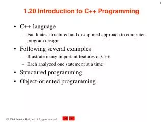 1.20 Introduction to C++ Programming
