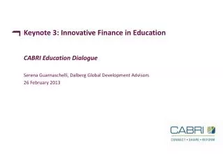 Keynote 3: Innovative Finance in Education