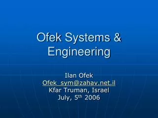 Ofek Systems &amp; Engineering