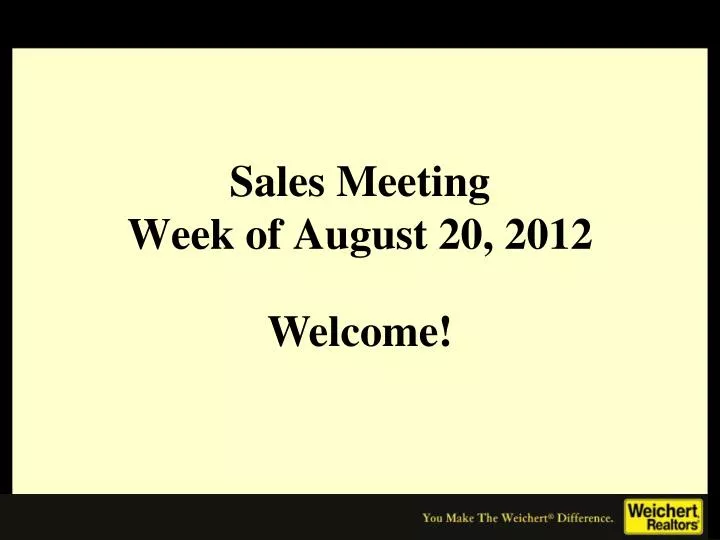 sales meeting week of august 20 2012