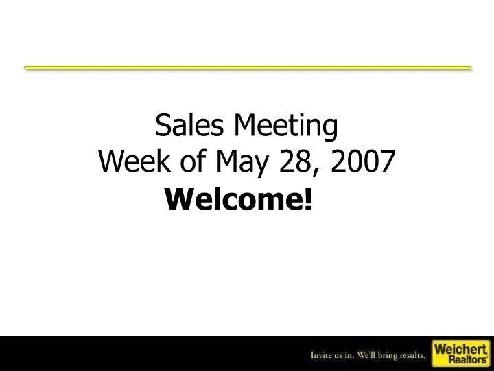 sales meeting week of may 28 2007