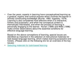 Selecting materials for task-based learning