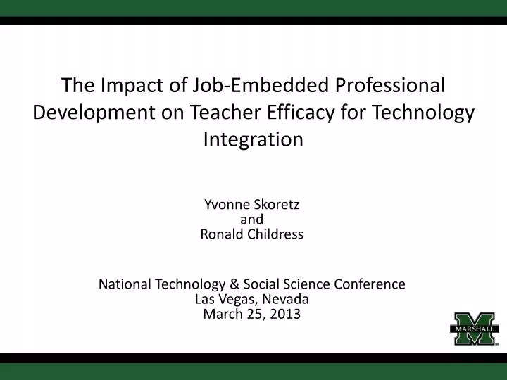 the impact of job embedded professional development on teacher efficacy for technology integration