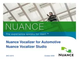 Nuance Vocalizer for Automotive Nuance Vocalizer Studio