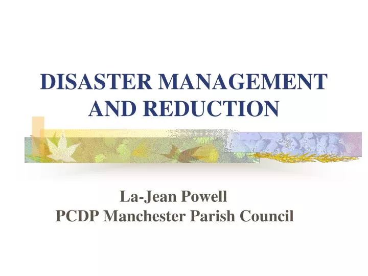 disaster management and reduction