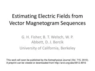 Estimating Electric Fields from Vector Magnetogram Sequences