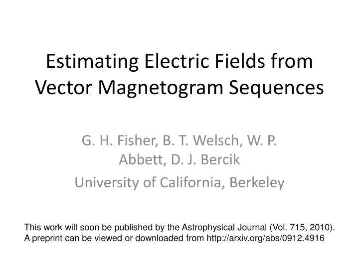 estimating electric fields from vector magnetogram sequences