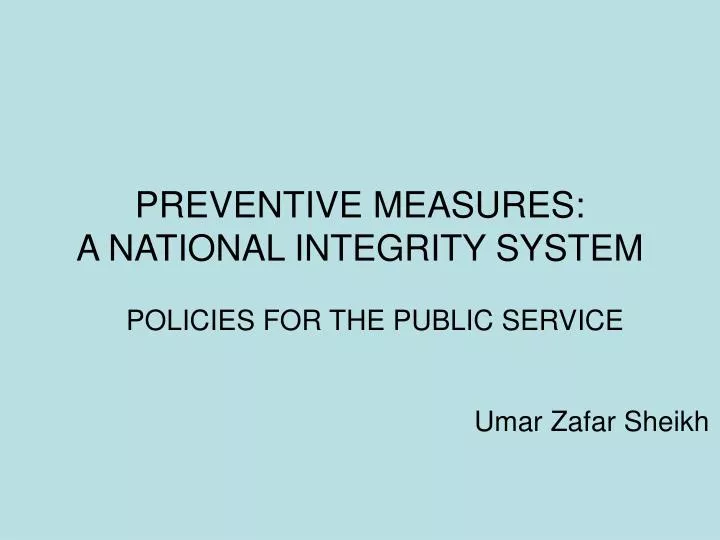 preventive measures a national integrity system