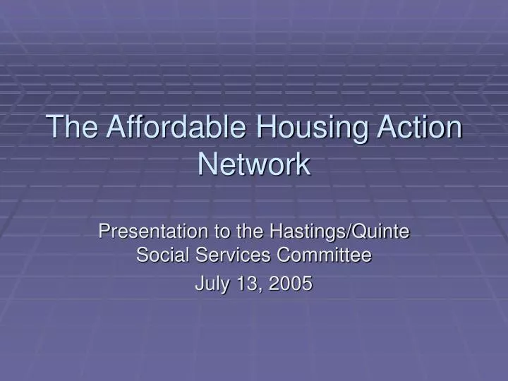 the affordable housing action network