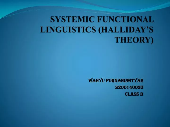 systemic functional linguistics halliday s theory