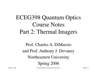 ECEG398 Quantum Optics Course Notes Part 2: Thermal Imagers