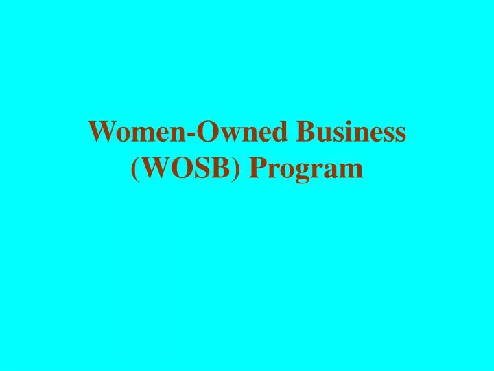 women owned business wosb program