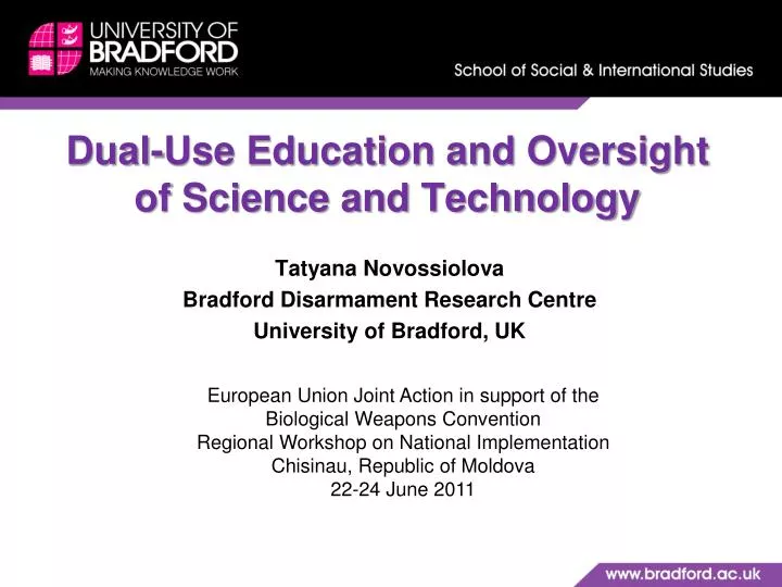 dual use education and oversight of science and technology