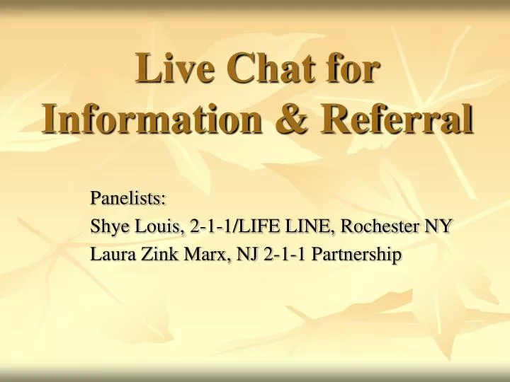 live chat for information referral