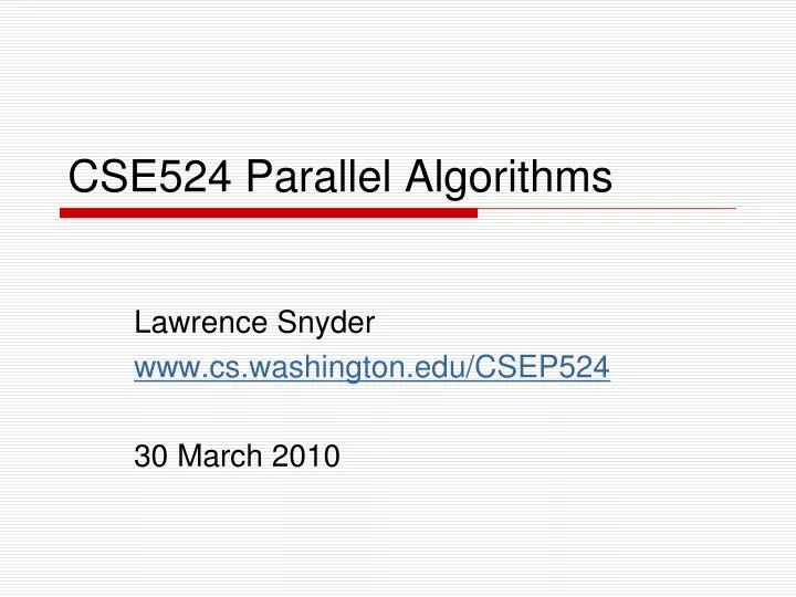 cse524 parallel algorithms