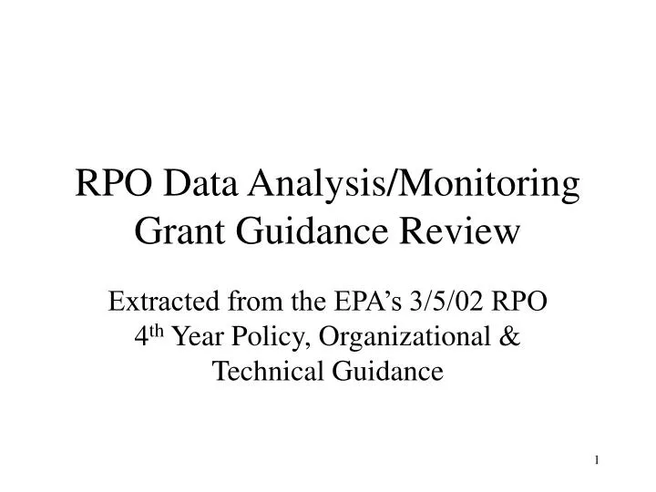 rpo data analysis monitoring grant guidance review
