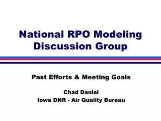 National RPO Modeling Discussion Group