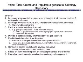 Project Task: Create and Populate a geospatial Ontology Repository