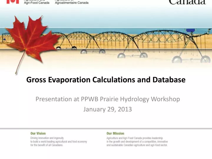 gross evaporation calculations and database