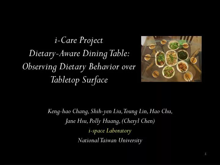 i care project dietary aware dining table observing dietary behavior over tabletop surface