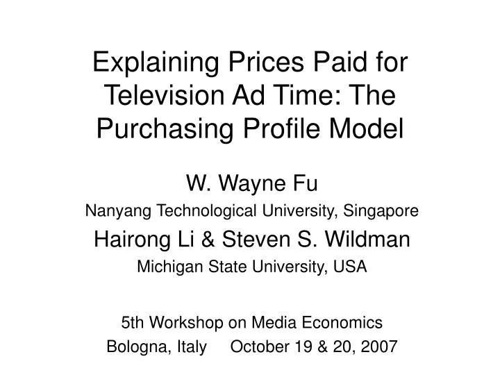 explaining prices paid for television ad time the purchasing profile model