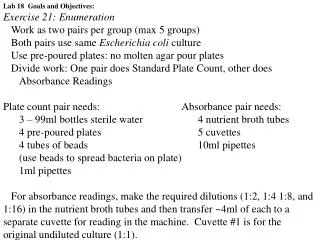 Lab 18 Goals and Objectives: Exercise 21: Enumeration 	Work as two pairs per group (max 5 groups)