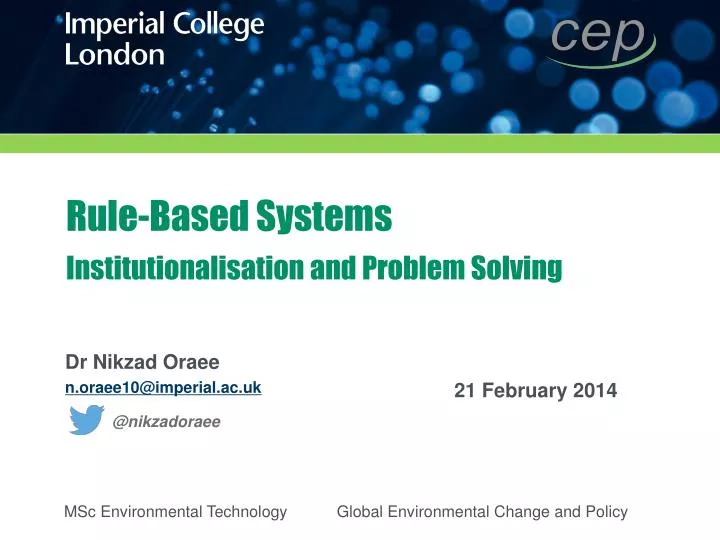 rule based systems institutionalisation and problem solving