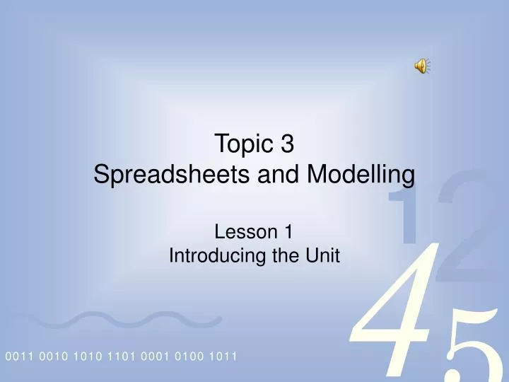 topic 3 spreadsheets and modelling