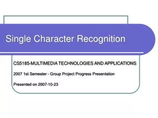 Single Character Recognition