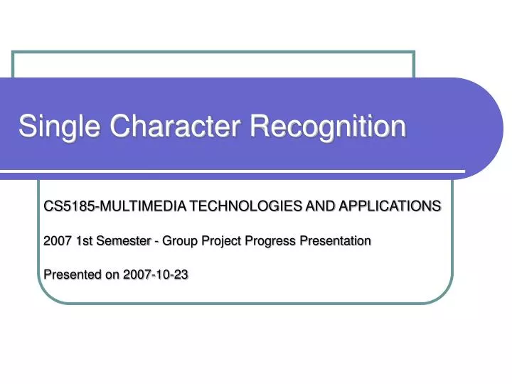 single character recognition