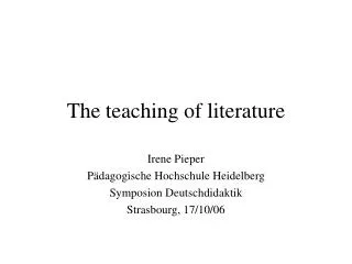 The teaching of literature