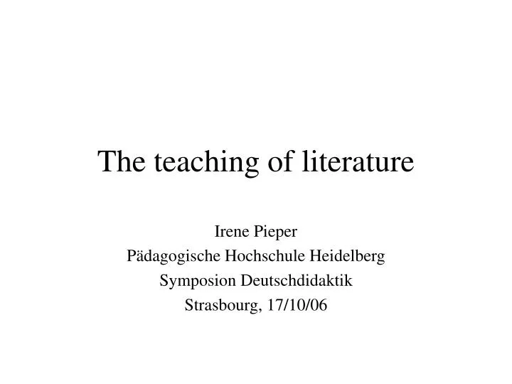 the teaching of literature