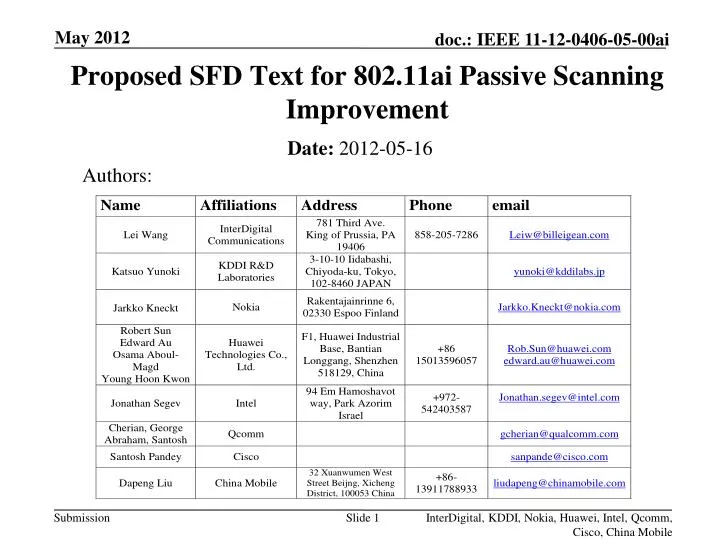 proposed sfd text for 802 11ai passive scanning improvement