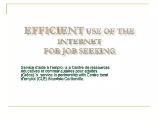 Efficient Use of the Internet for Job Seeking