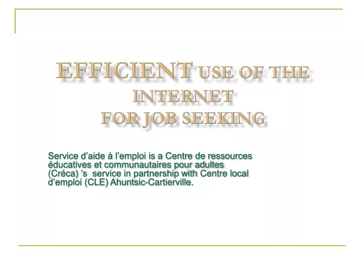 efficient use of the internet for job seeking