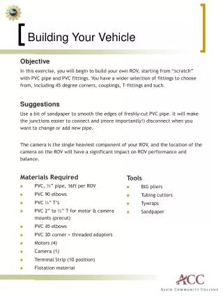Building Your Vehicle