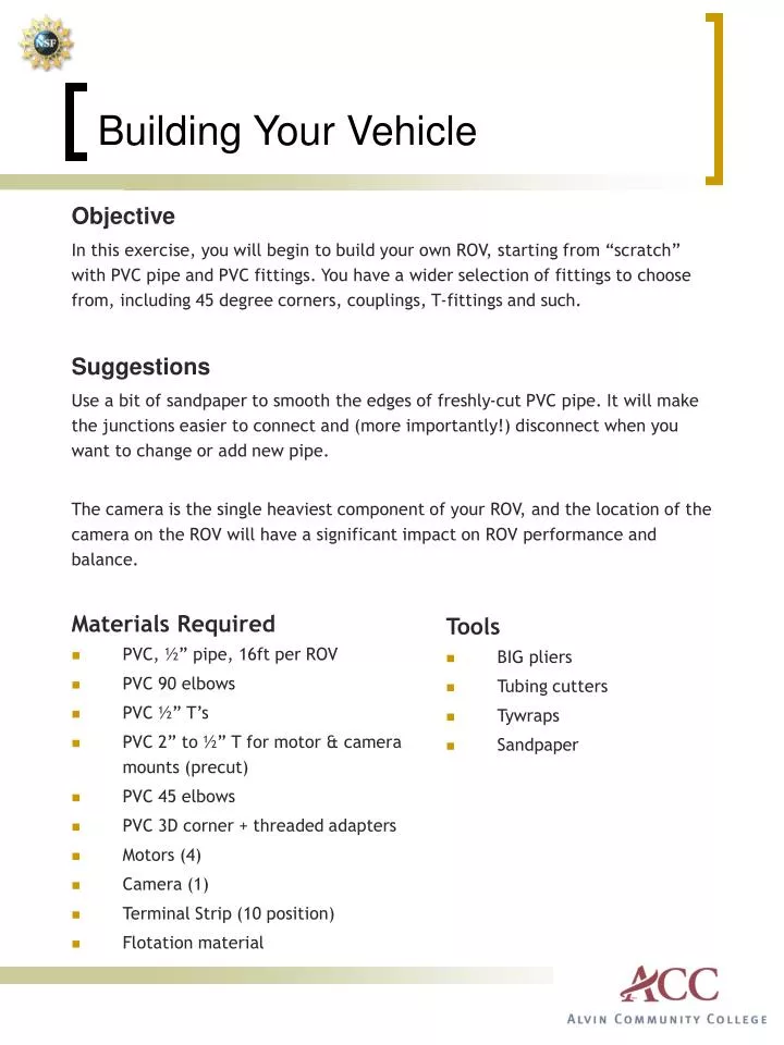 building your vehicle