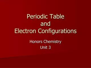 Periodic Table and Electron Configurations