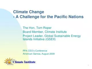 Climate Change - A Challenge for the Pacific Nations