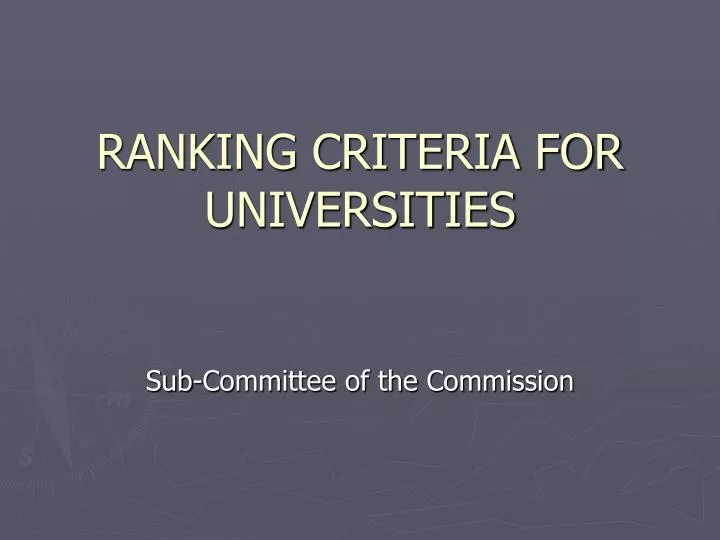 ranking criteria for universities