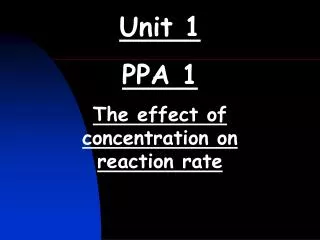 Unit 1 PPA 1 The effect of concentration on reaction rate