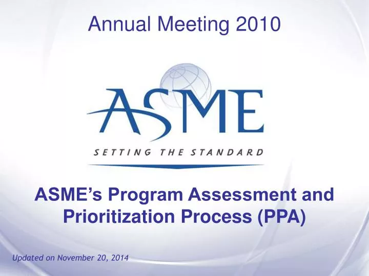 asme s program assessment and prioritization process ppa
