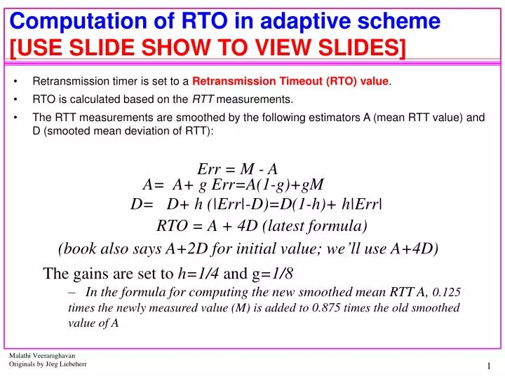 computation of rto in adaptive scheme use slide show to view slides