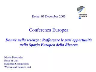 Rome, 03 December 2003 Conferenza Europea