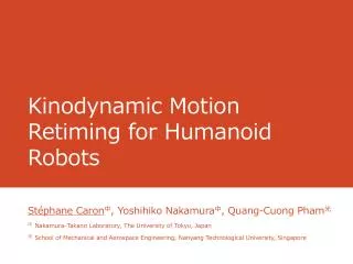 Kinodynamic Motion Retiming for Humanoid Robots